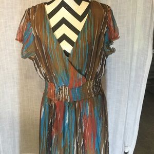 Ashro Maxi Dress 2x, v-neck, short sleeves